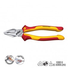 Wiha High Leverage Combination Pliers Professional Electric - Individually Tested Protective Insulation 1,000 V AC, VDE and GS Tested - 225 mm - 27421